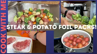 Garlic Steak & Potato Foil Packs - Cook With Me!