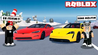 Tesla ve Porsche ile Kapıştık! Kar Yağdı - Roblox Driving Empire