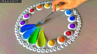 2 Simple Rangoli | Diwali Rangoli Designs | Navratri Rangoli designs | Rangoli colors | Ranu Art