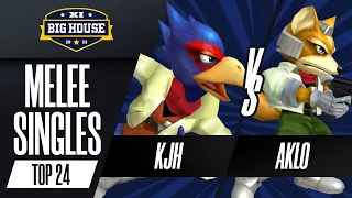 KJH (Falco) vs Aklo (Fox) - Melee Singles Top 8 Qualifier - The Big House 11