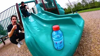 MINI BOTTLE FLIPPING AT THE PLAYGROUND!