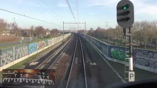 Riding with the train driver from Rotterdam to Utrecht. (with speedometer)