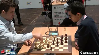 Anish Giri beats Magnus Carlsen, pumps his fist, winks at the camera | World Blitz 2021