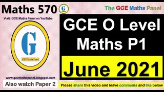 GCE O Level Maths Paper 1 Correction - June 2021