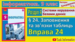 § 24. Заповнення та зв’язки таблиць | 9 клас | Бондаренко