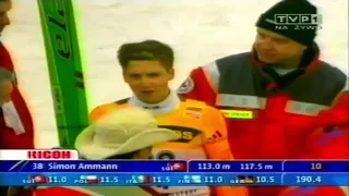 Simon Ammann - 117.5m - CRASH - Titisee-Neustadt 15.12.2002 - (kom. Krzysztof Miklas)
