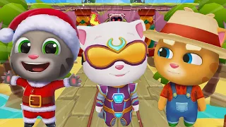 TALKING TOM GOLD RUN 2020 - NEW SPACE SIDE WORLD TALKING VS CYBER ANGELA VS FARMER GINGER