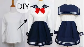 DIY: How to Transform T shirt into Navy Dress + Chinese/Qi Lolita Dress Review