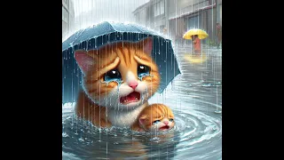 😟Poor cats in the heavy rain😭 #cat #viral #sad