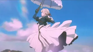 Flying with her parasol / Violet Evergarden