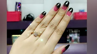 Pink Black Gradient Nail Art Without Tools #shorts ~ Sakshi Vlogs