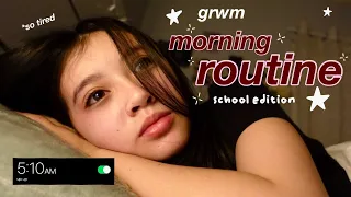 grwm: SCHOOL MORNING ROUTINE🕔(8th grade) waking up at 5 am, mid year update, what's in my backpack