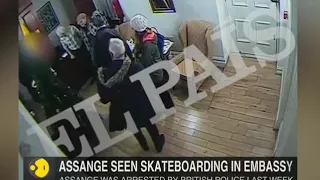 Julian Assange falling off skateboard in newly released video from Ecuadorian embassy