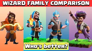 WIZARD FAMILY ULTIMATE COMPARISON | Clash Of Clans | Wizard, Super Wizard, Ice Wizard & Party Wizard
