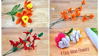 4 Easy Ideas - How to Make Flower With Pipe Cleaners - chenille stems