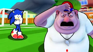 SONIC VS ESCAPE EVIL GYM TEACHER IN ROBLOX