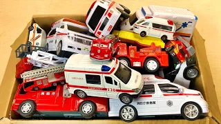 Tomica fire engine and ambulance minicar run at full speed on the slope! Sound the siren and run!