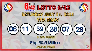 LOTTO RESULT TODAY 9:00 PM DRAWS July 31, 2021