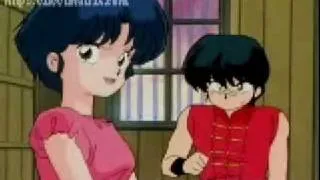 Ranma 1/2- Ranma and Akane almost kiss.