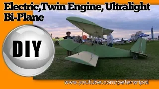 Electric DIY Twin Engine Ultralight Aircraft Bi Plane by Peter Sripol