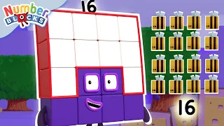 Let's meet Square Number 16! 🟪 | Maths Learn to Count Skills | 🟪 @Numberblocks