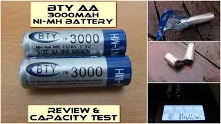 BTY AA (3000mAh Ni-MH) rechargeable battery: Capacity Test/Review