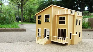 Building Cardboard Villa House DIY at Home  -  Dream House -  Popsicle Sticks house 70