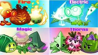 Team Magic vs Team Fire vs Thorns vs Fire | Which Plants Team is the best - PVZ2 MK