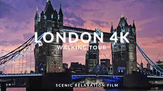 Flying Over London City 4k Walking Tour - Scenic Relaxation Film with Piano Music and Drone Videos