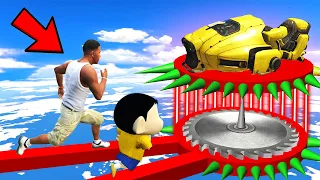 SHINCHAN AND FRANKLIN TRIED IMPOSSIBLE RIGHT & WRONG THUNDER PARKOUR CHALLENGE GTA 5