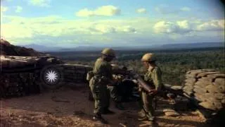 US 1st Air Cavalry Division troops load shell into M-40 Recoilless Rifle in Ankhe...HD Stock Footage