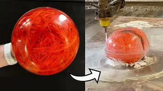 Giant Rubber Band Ball Cast In Epoxy Resin And Cut In Half