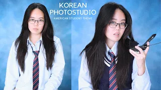 Korean photo studio sesh | American student school aesthetic theme | Cool Captures | Solo Travel