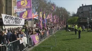 Pro-Brexit demonstrators rally outside U.K. Parliament