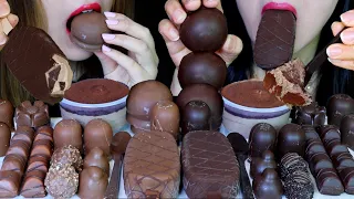 ASMR MILK + DARK CHOCOLATE (MARSHMALLOW, ICE CREAM BAR, CHOCOLATE SPOON, MOUSSE CAKE, KINDER BUENO먹방