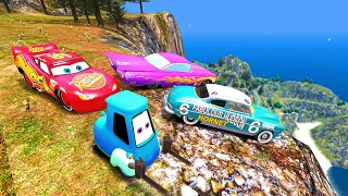 GTA 4 Random Disney Cars Cliff Drop Crash Testing Ep. 11 | GTA IV Disney Cars Mod Lightning mcqueen