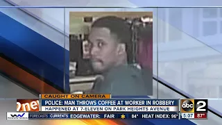 Suspect wanted for throwing hot coffee during convenience store robbery