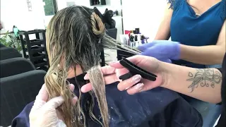 Tonalização em cabelo loiro gema  989 + 1089 passo a passo