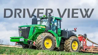 John Deere 9R 490 & Väderstad TopDown 600 | Soil preparation in rain | POV Driver View