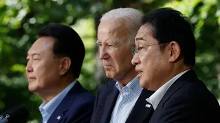 President Biden press conference with South Korean president and Japanese Prime Minister