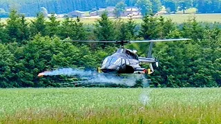 BIG RC TURBINE MODEL AIRWOLF BELL-222 BLACK WITH SHOT FUNCTION IN ACTION !!! / FLIGHT DEMONSTRATION