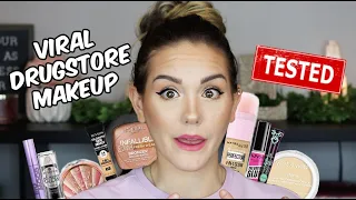 FULL FACE OF VIRAL DRUGSTORE MAKEUP!! TIKTOK MADE ME BUY IT! IS IT WORTH THE HYPE?? 🤷