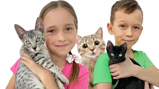 Sofia and Max play with Kittens
