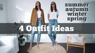 White Tshirt and Blue Jean Outfits For Every Season | 4 Outfit Ideas