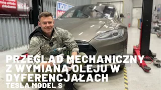 Przegląd mechaniczny Tesli model S z wymianą oleju w dyferencjałach | EV Repair