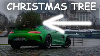 DRIVING WITH A 700HP AMG GTR WHICH HAS A CHRISTMAS TREE ON IT THROUGH FRANKFURT, GERMANY