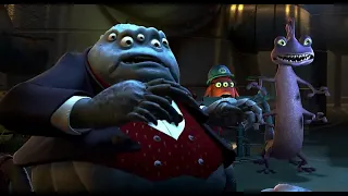 Sullivan saving Boo from the Scream Extractor (Monsters Inc 2001)
