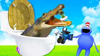 We Put the GIANT Alligator into a Toilet and Something Amazing Happened in Amazing Frog Multiplayer!