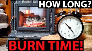 Will One Log Last Overnight? Wood Burning Stove Burn Time In Log Cabin In The Winter Using One Log