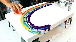 WOW!! Reverse Color Rainbow Wave / Tie Dye Effect / Fluid Art / Acrylic Pouring / Fluid Painting